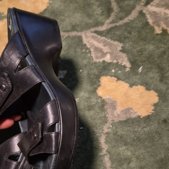 Dansko Black Leather Slide Sandals - Picture 2 of 6